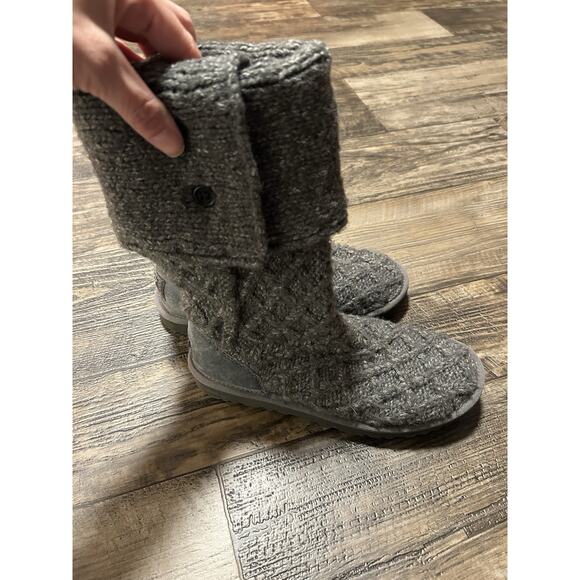 UGG Charcoal Gray Cardy Lattice knit Sweater Boots Women cuffable 6 Wool - Picture 7 of 9